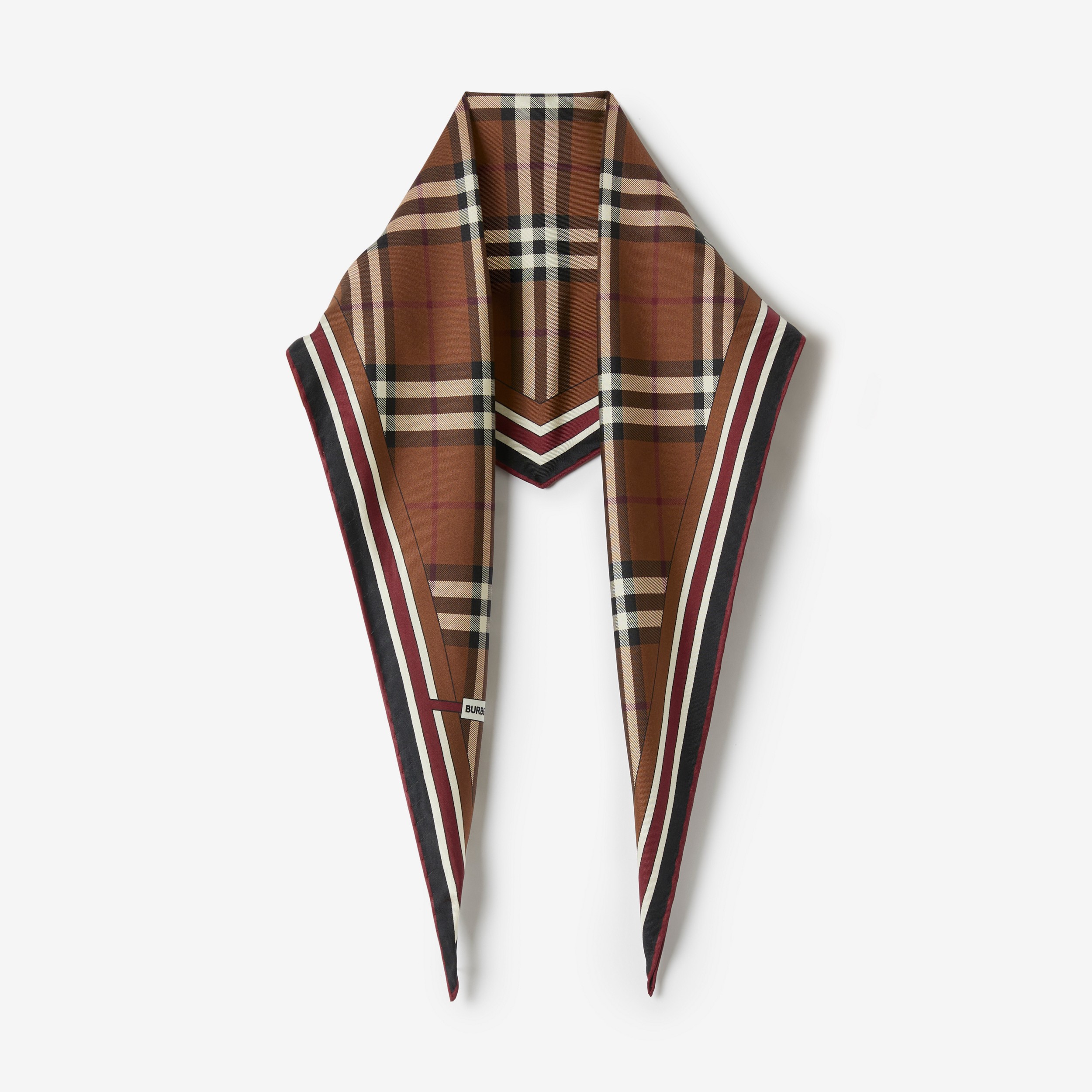 Pañuelo de rombo en seda con collage (Marrón Abedul Oscuro) | Burberry® oficial - 1