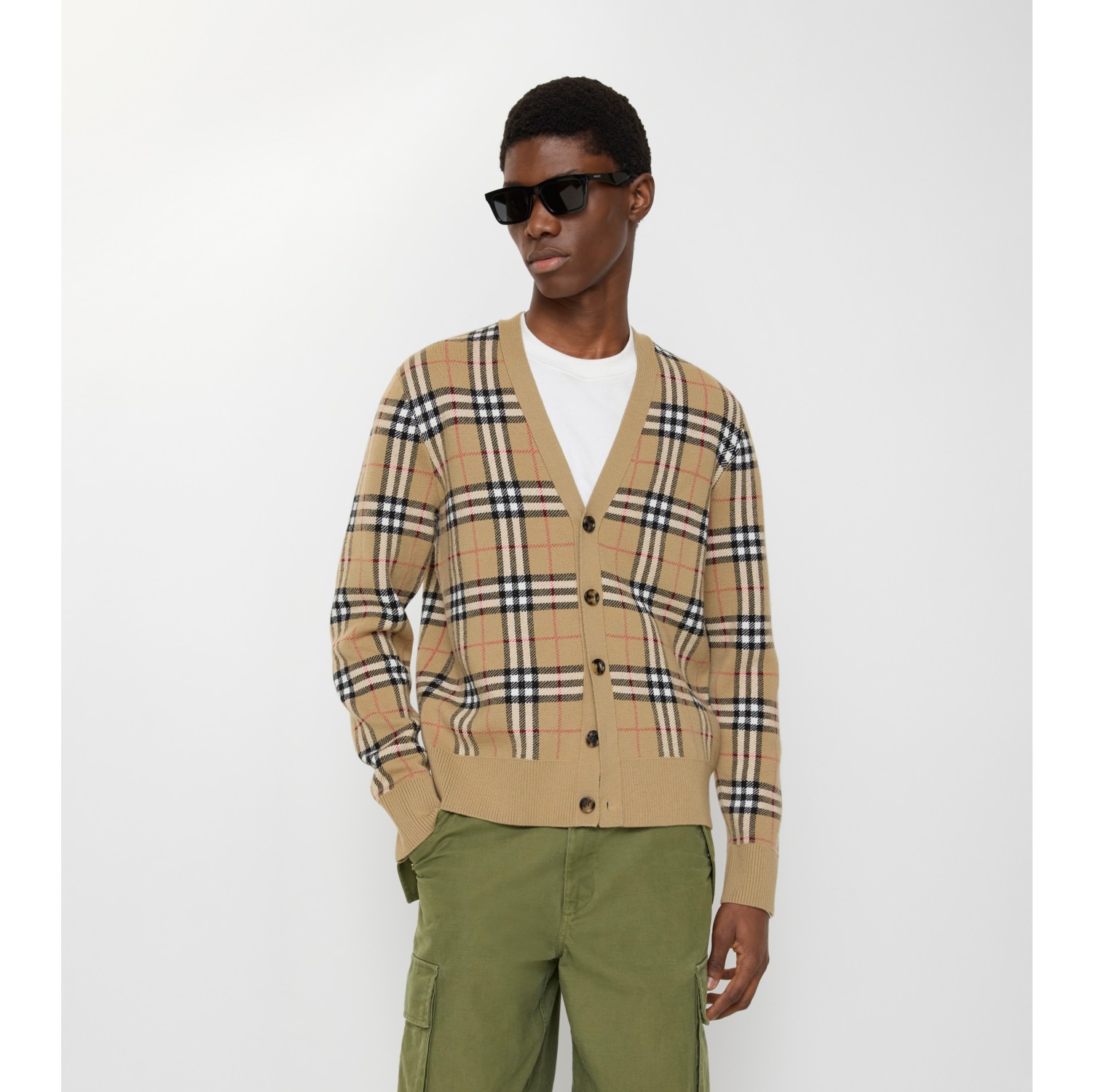 Check Cotton Wool Cardigan