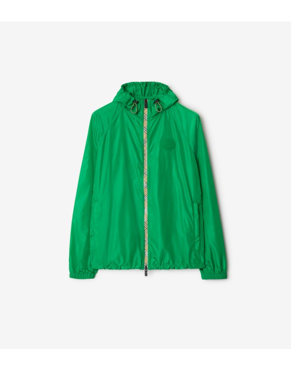 Check Trim Nylon Hooded Jacket