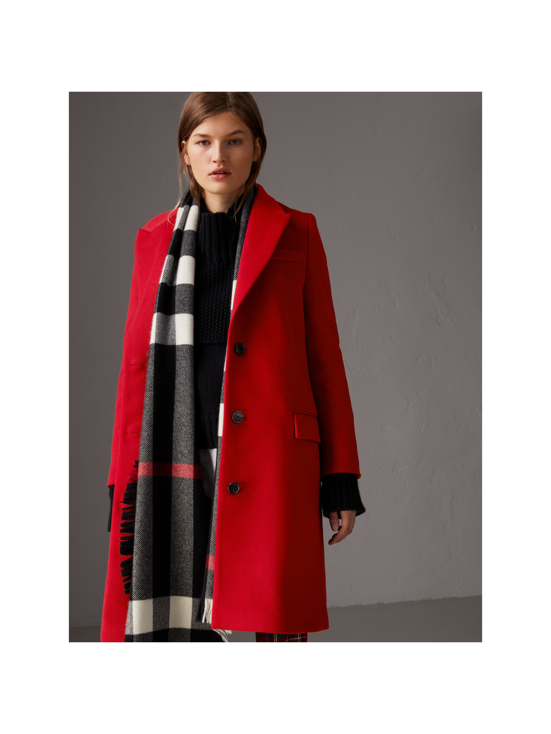 羊毛混纺量裁大衣 (缤纷红色) - 女士 | burberry 博柏利