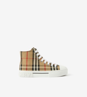 Check Cotton High-top Sneakers in Archive beige - Burberry