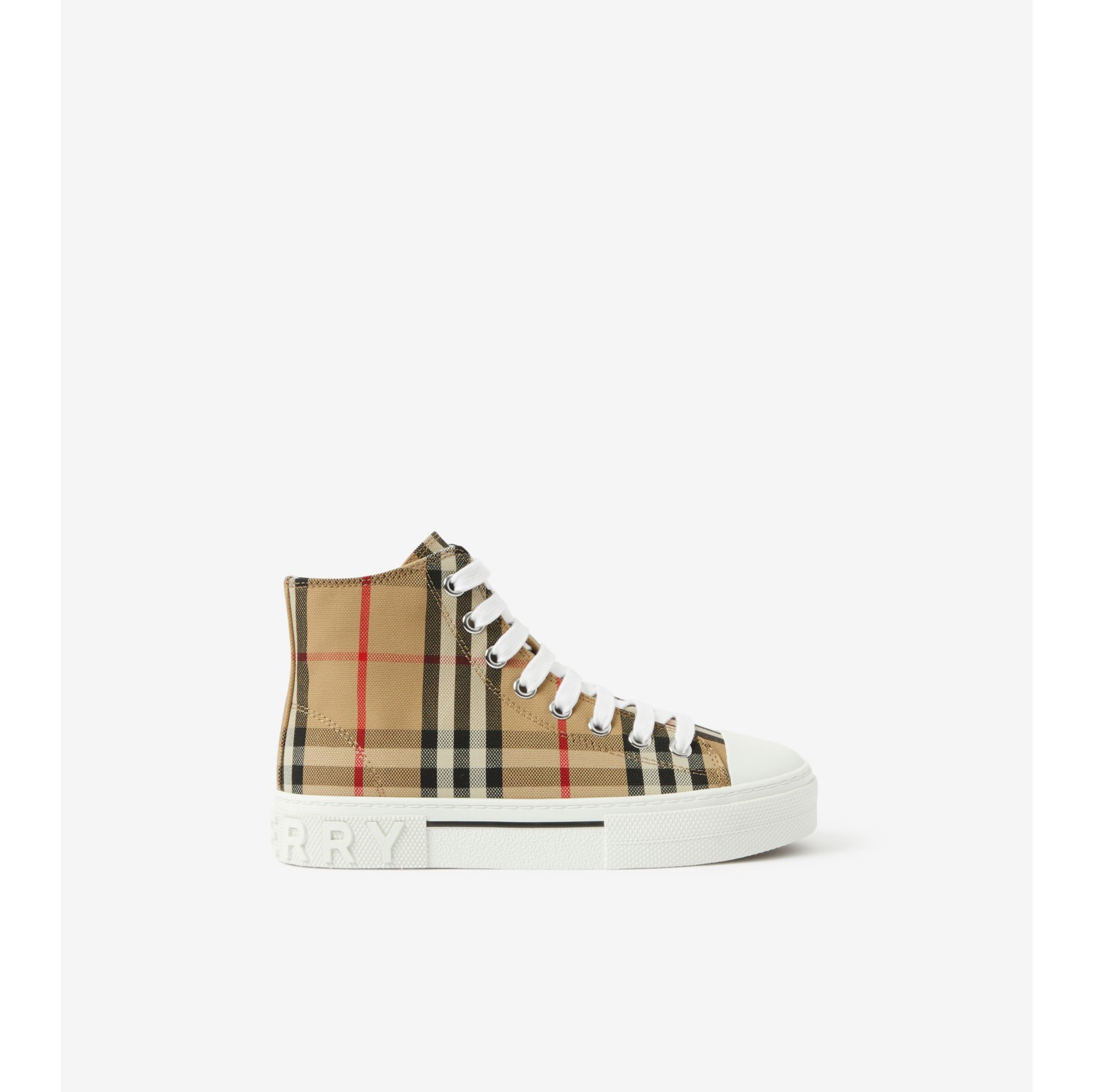 Check Cotton High-top Sneakers in Archive beige - Children | Burberry® Official