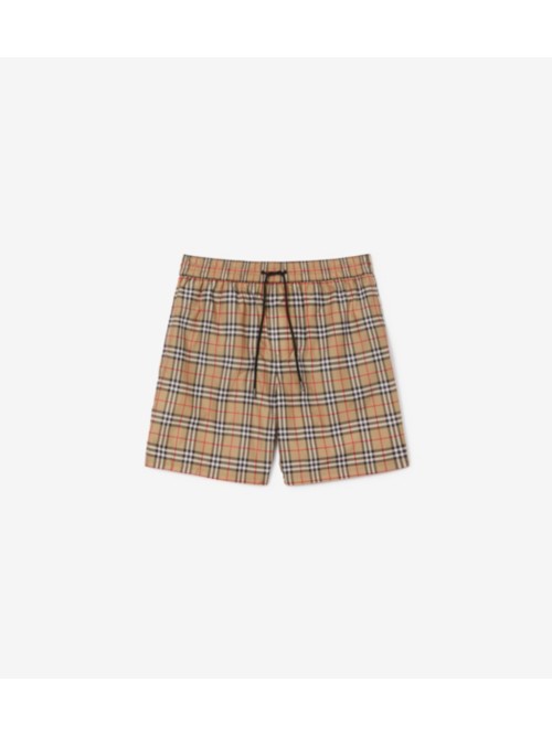 Shop Burberry Check Swim Shorts In Archive Beige