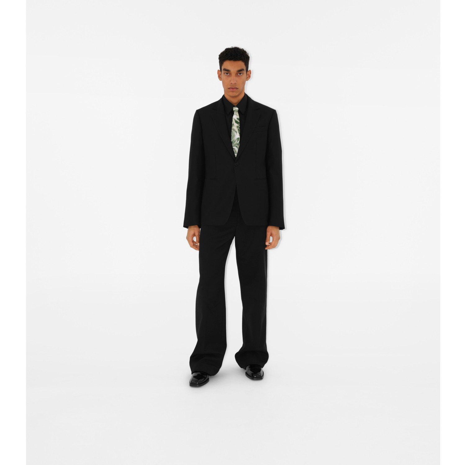 Black suit with burberry hot sale tie