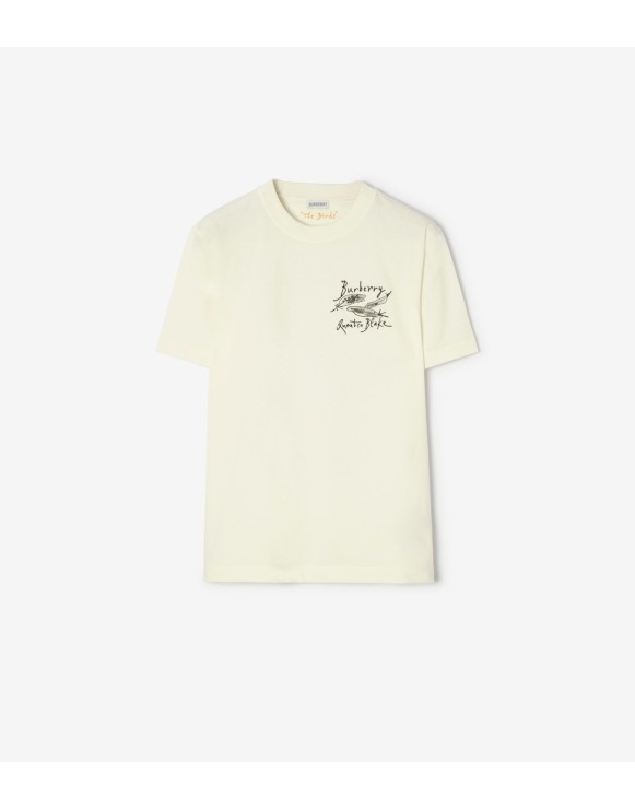 Feather Print Cotton T-shirt