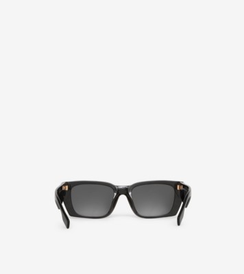 B Motif Rectangular Frame Sunglasses With Chain In Black - Women ...