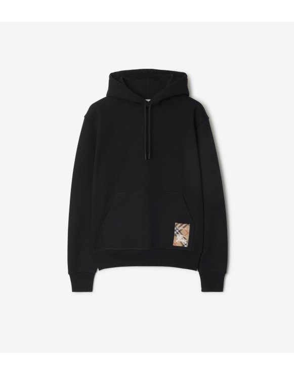 Check Label Cotton Hoodie