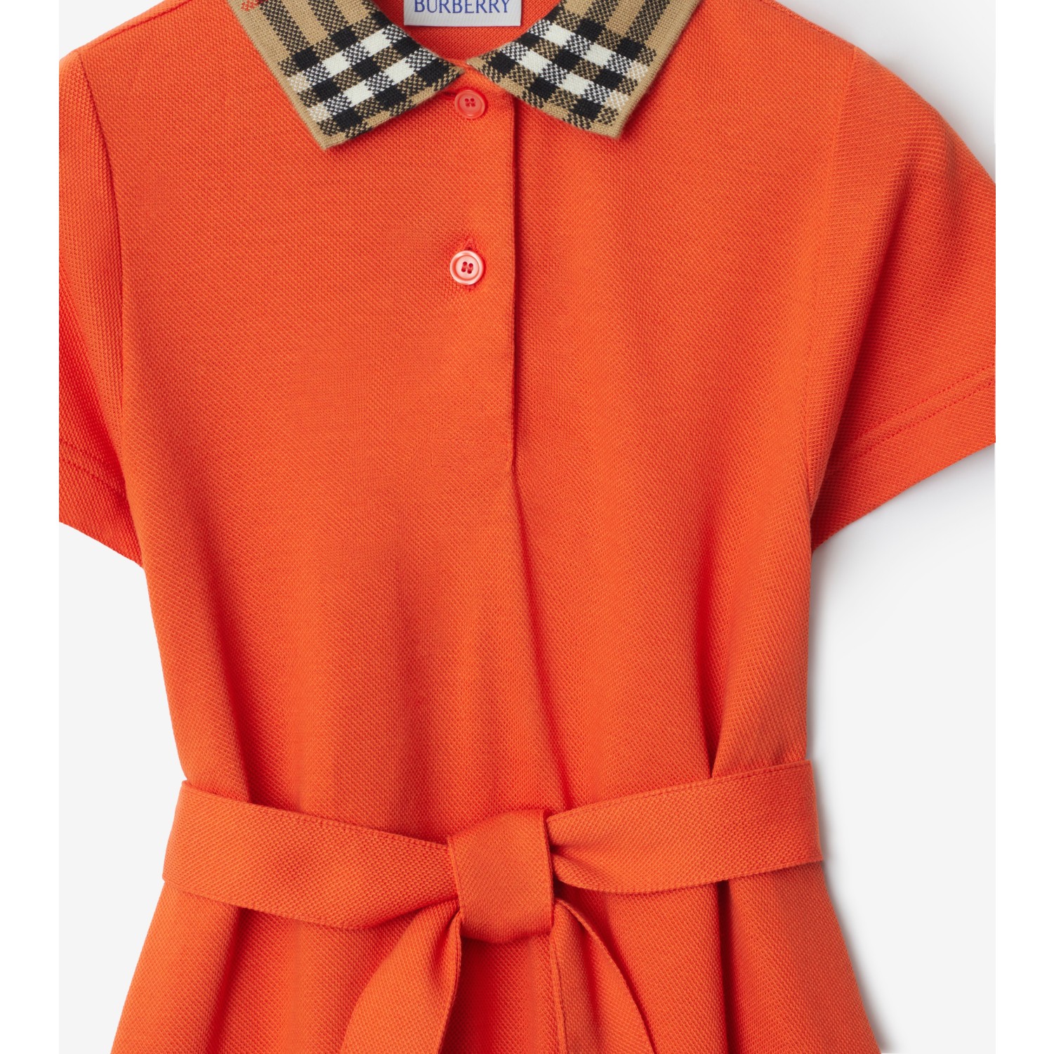 Check Collar Cotton Polo Shirt Dress