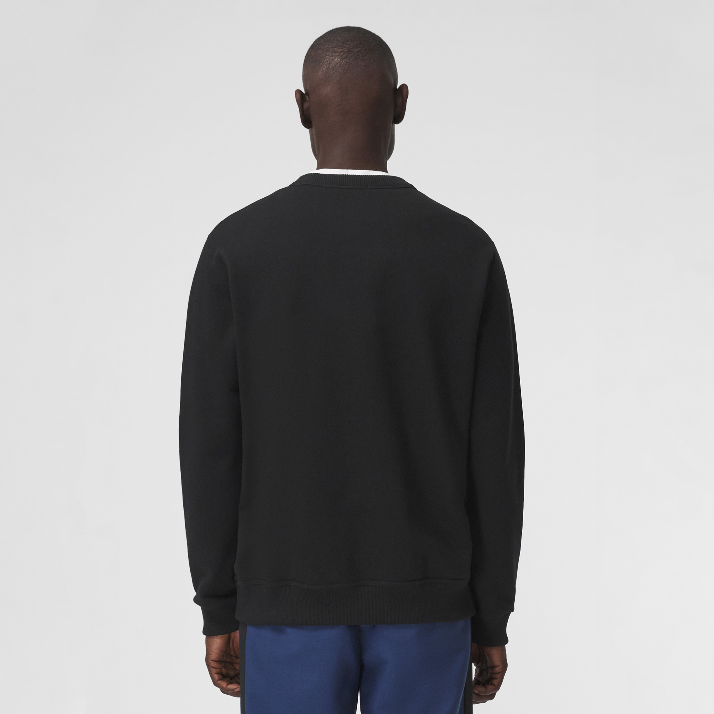 Monogram Motif Appliqué Cotton Sweatshirt in Black - Men | Burberry® Official - 3