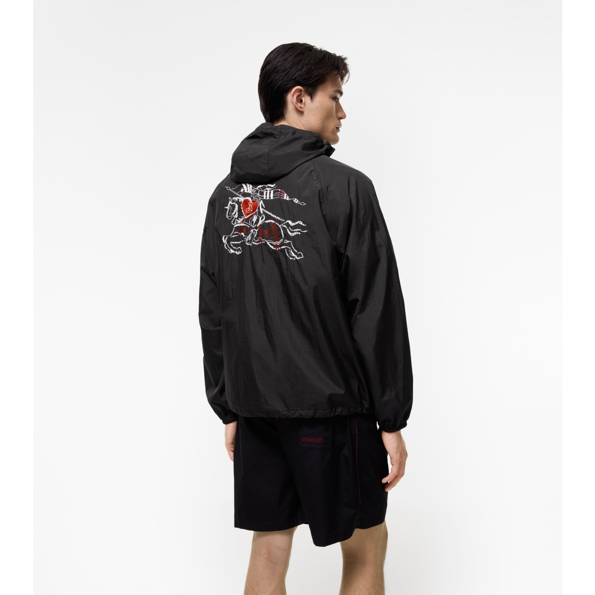  Embroidered Heart Knight Nylon Clapton Hooded Jacket