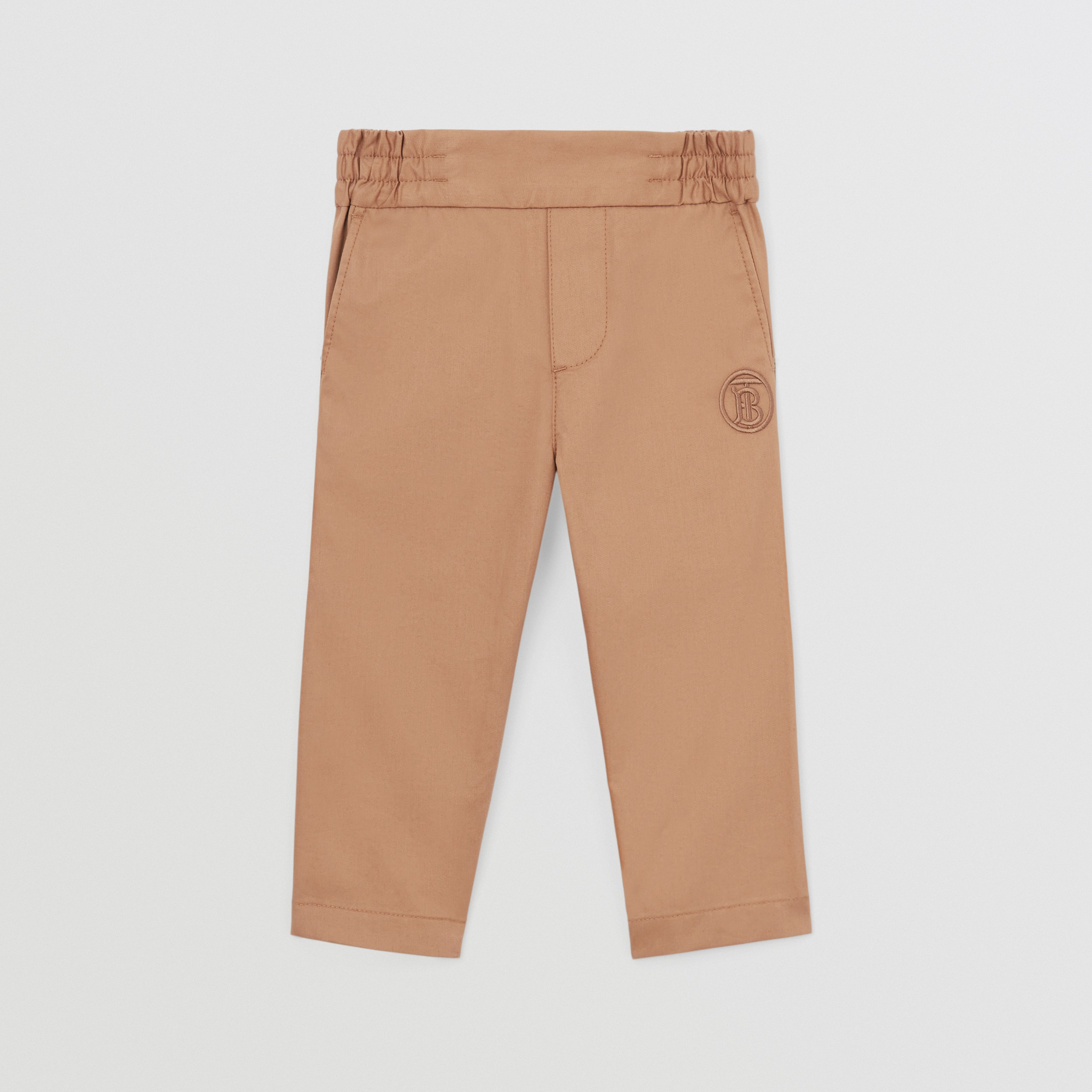 Monogram Motif Cotton Trousers in Archive Beige - Children | Burberry® Official - 1