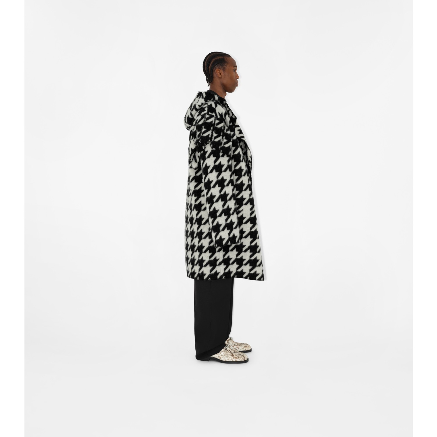 Houndstooth Wool Blanket Cape in Black - Men | Burberry® Official