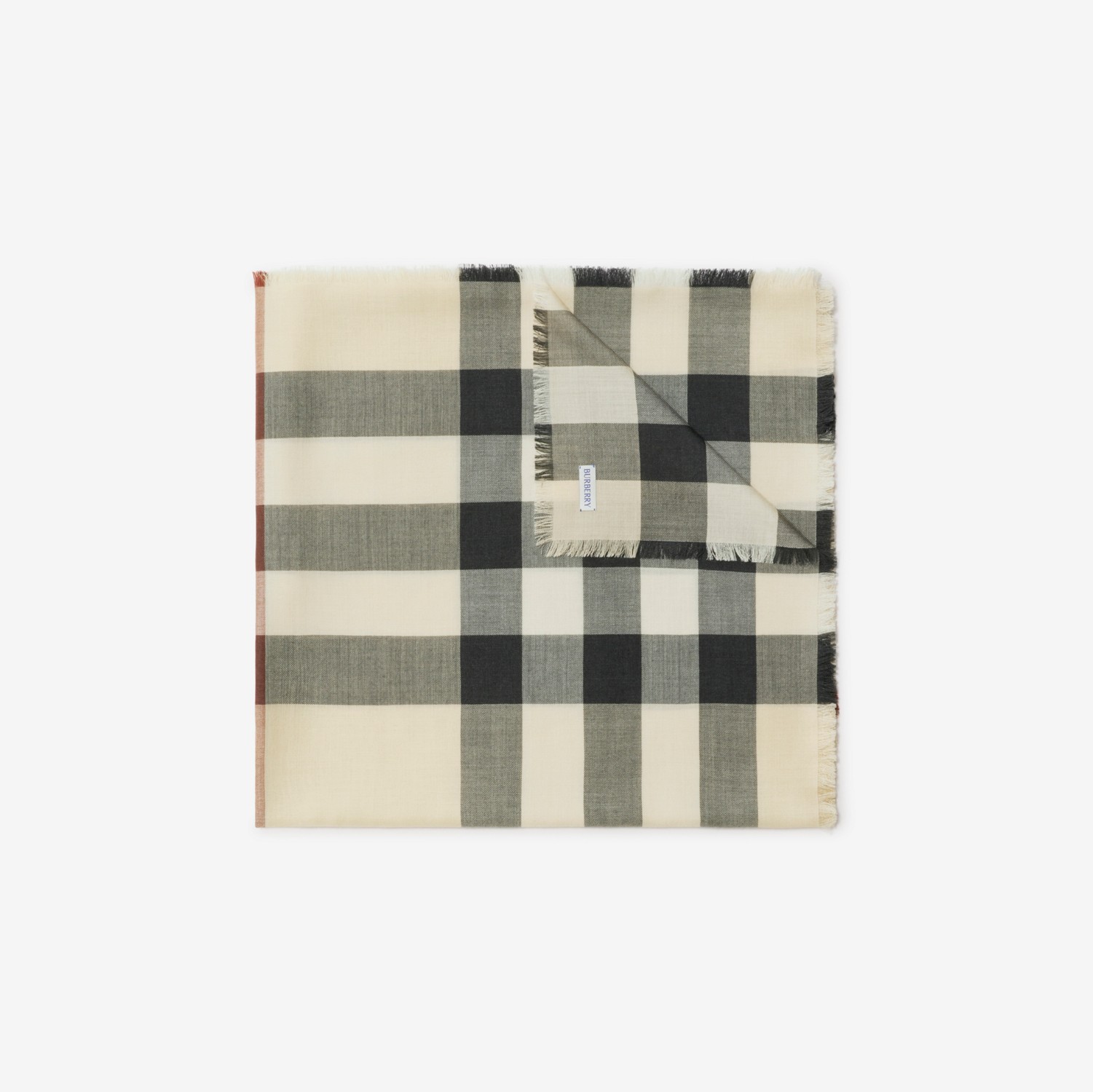 チェック カシミアシルクスカーフ (ストーン) | Burberry®公式サイト チェック カシミアシルクスカーフ (ストーン) | Burberry®公式サイト