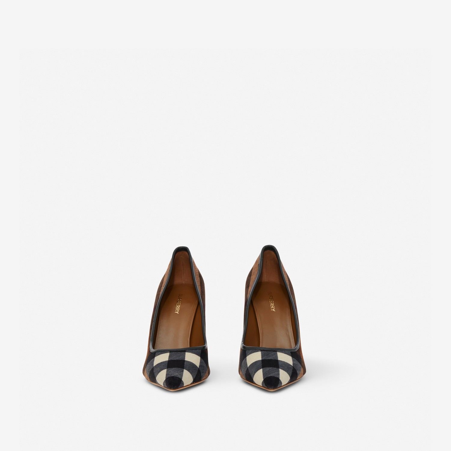 Exaggerated Check Leather Point-toe Pumps in Dark Birch Brown - Women | Burberry® Official