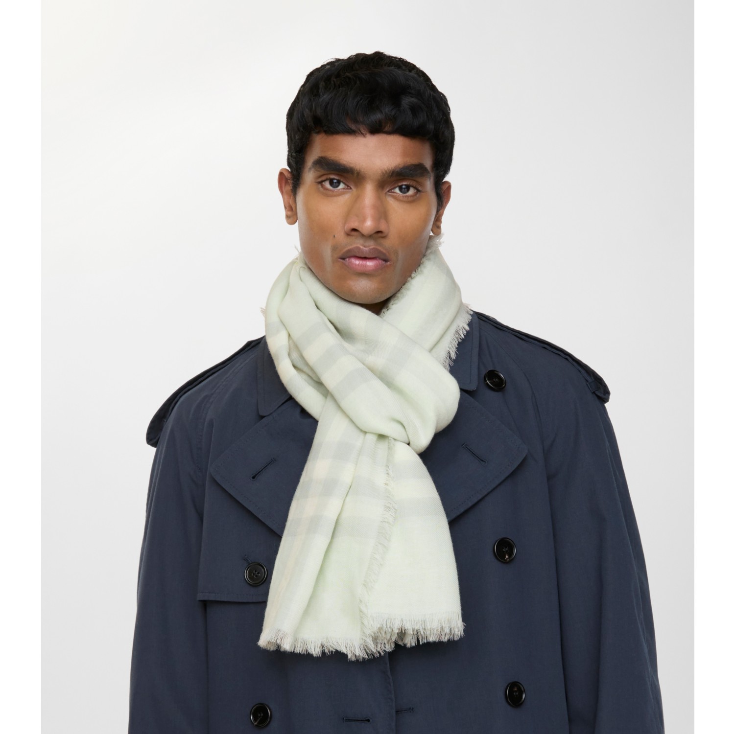 Wide Check Wool Scarf in Mint green | Burberry® Official