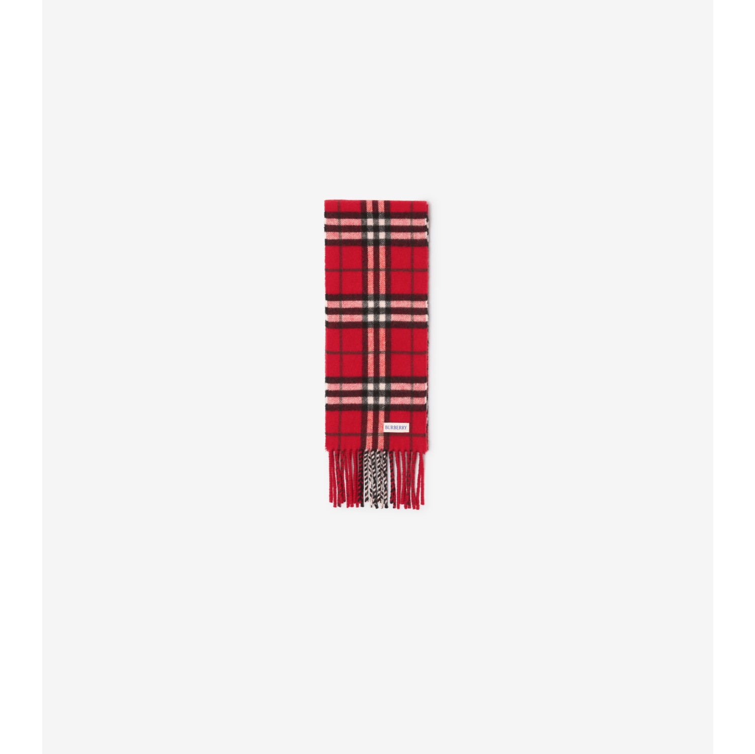 Narrow Check Cashmere Scarf in Post red | Burberry® Official