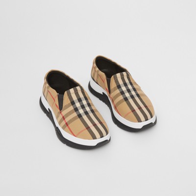 Vintage Check Cotton Slip-on Sneakers 