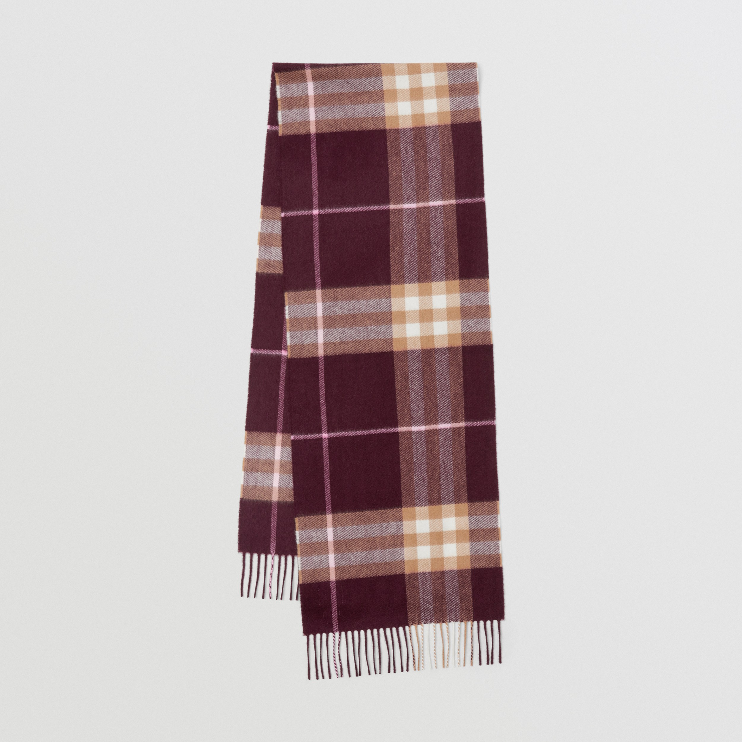 Check Cashmere Scarf in Burgundy/bubblegum | Burberry® Official - 1