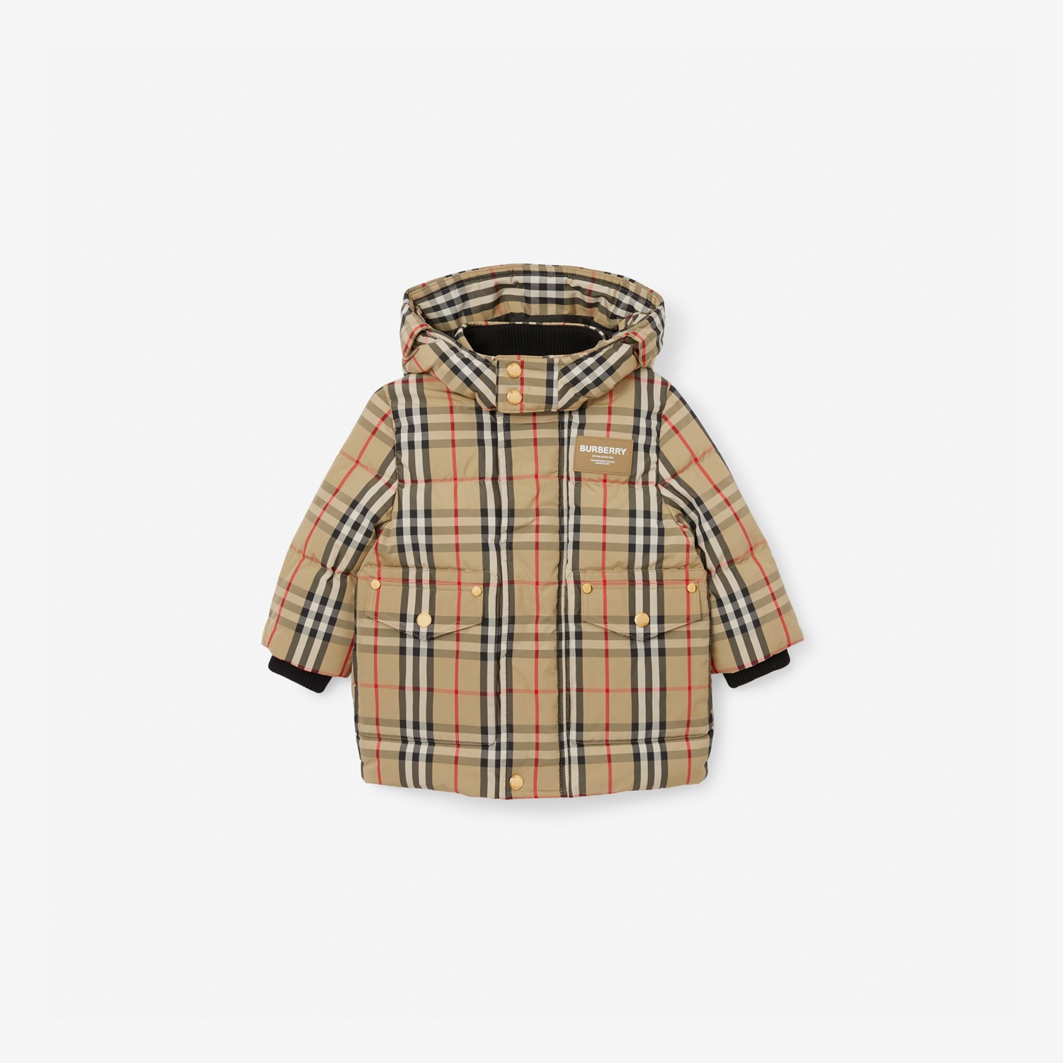 Horseferry Motif Vintage Check Puffer Coat