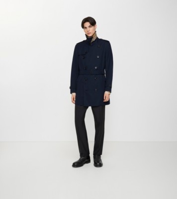 Long Kensington Heritage Trench Coat in Coal blue - Men, Cotton