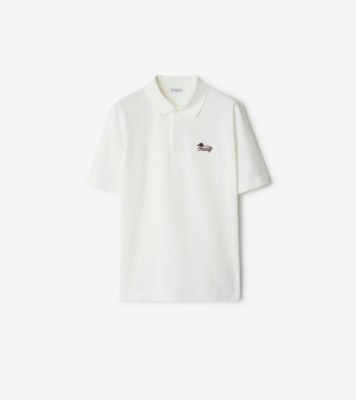 Cotton Polo Shirt in Chalk Men Burberry Official