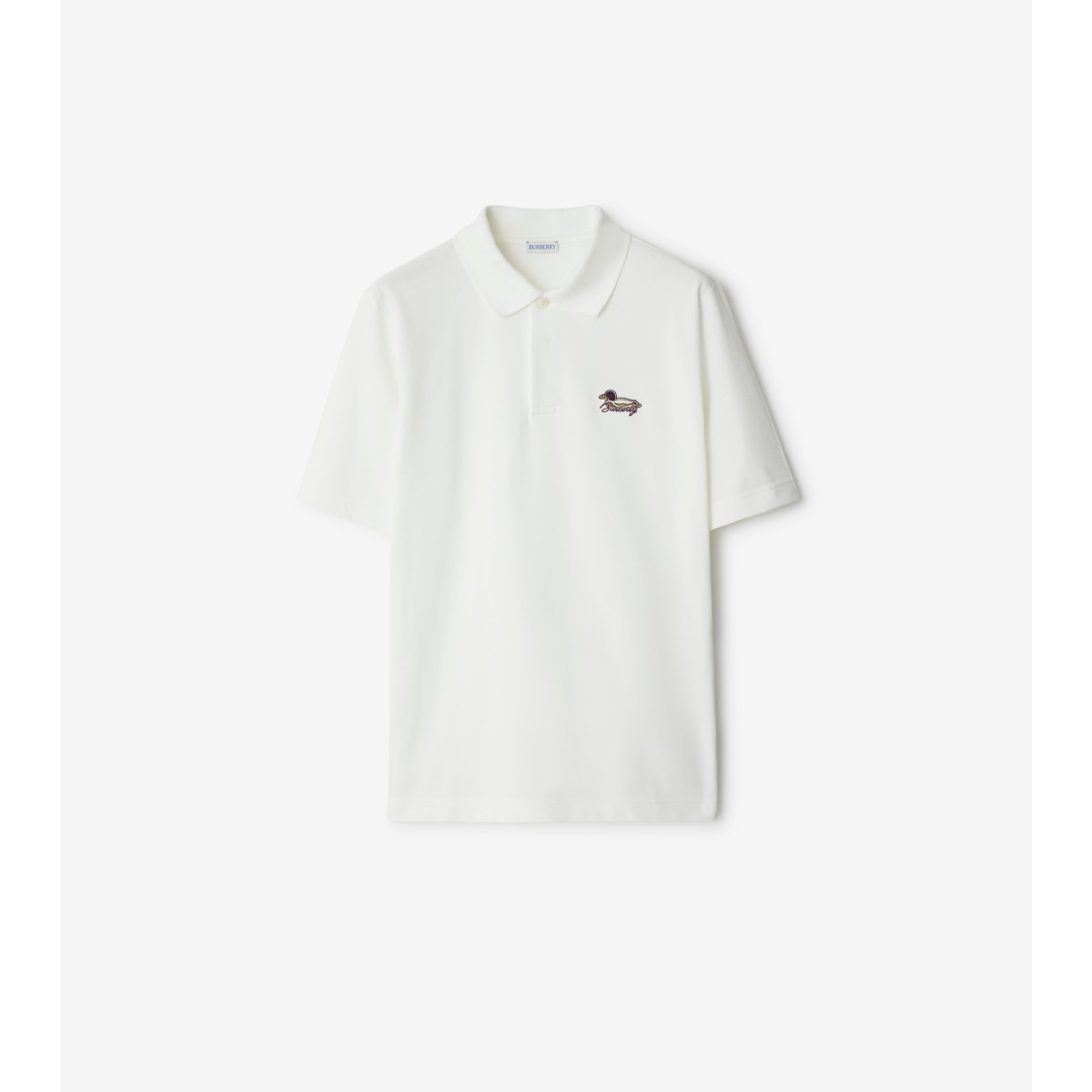 Shop Burberry Cotton Polo Shirt In Chalk