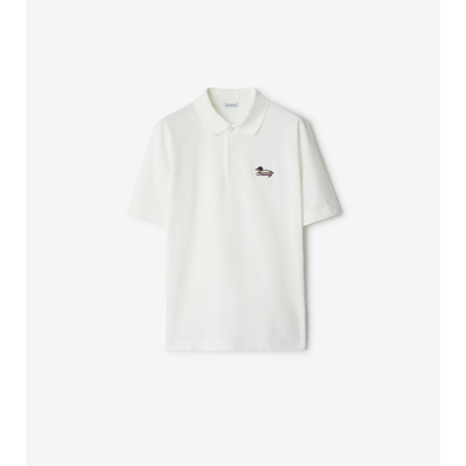 Cotton Polo Shirt in Chalk Men Burberry Official