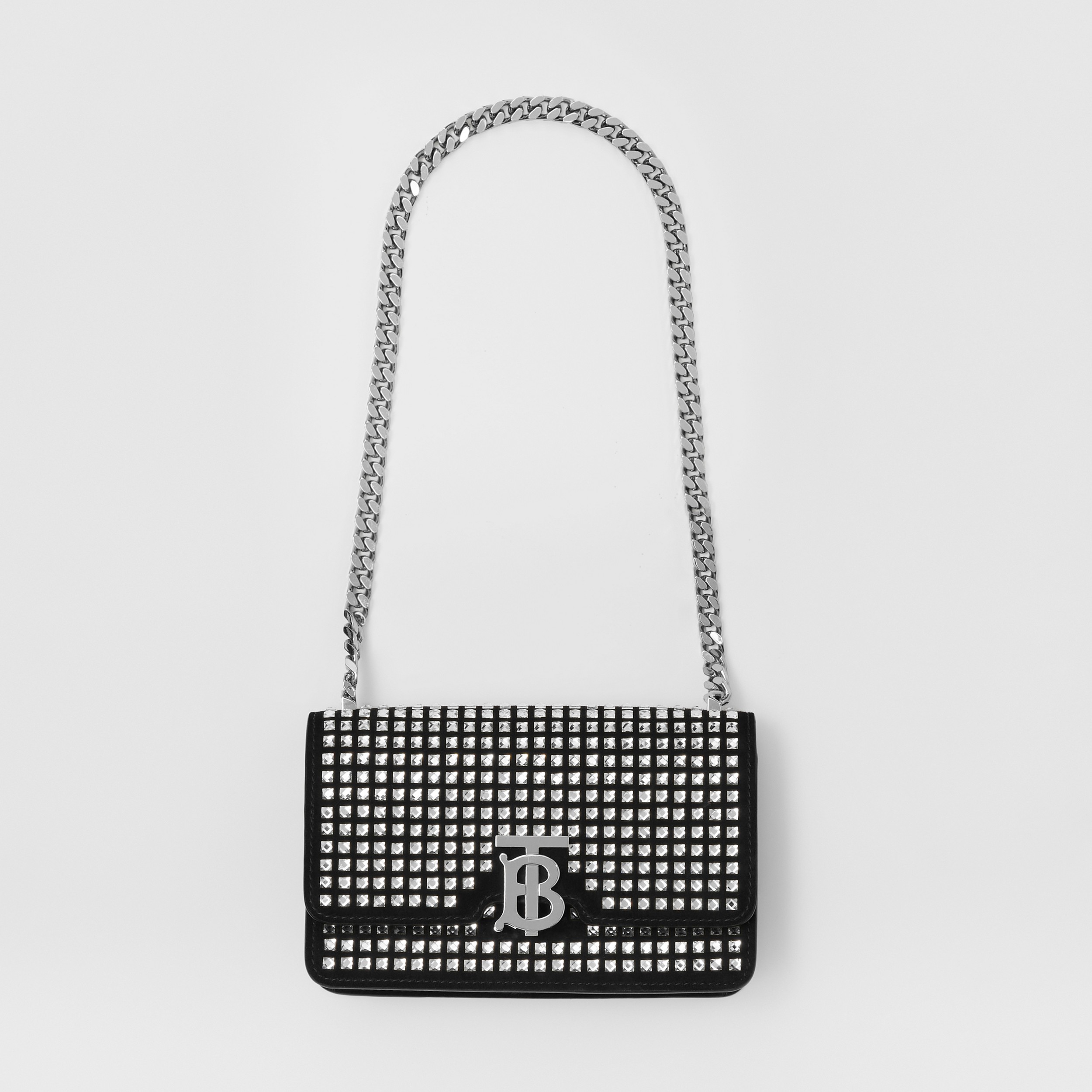 Crystal Detail Leather Mini TB Bag in Black - Women | Burberry® Official - 4