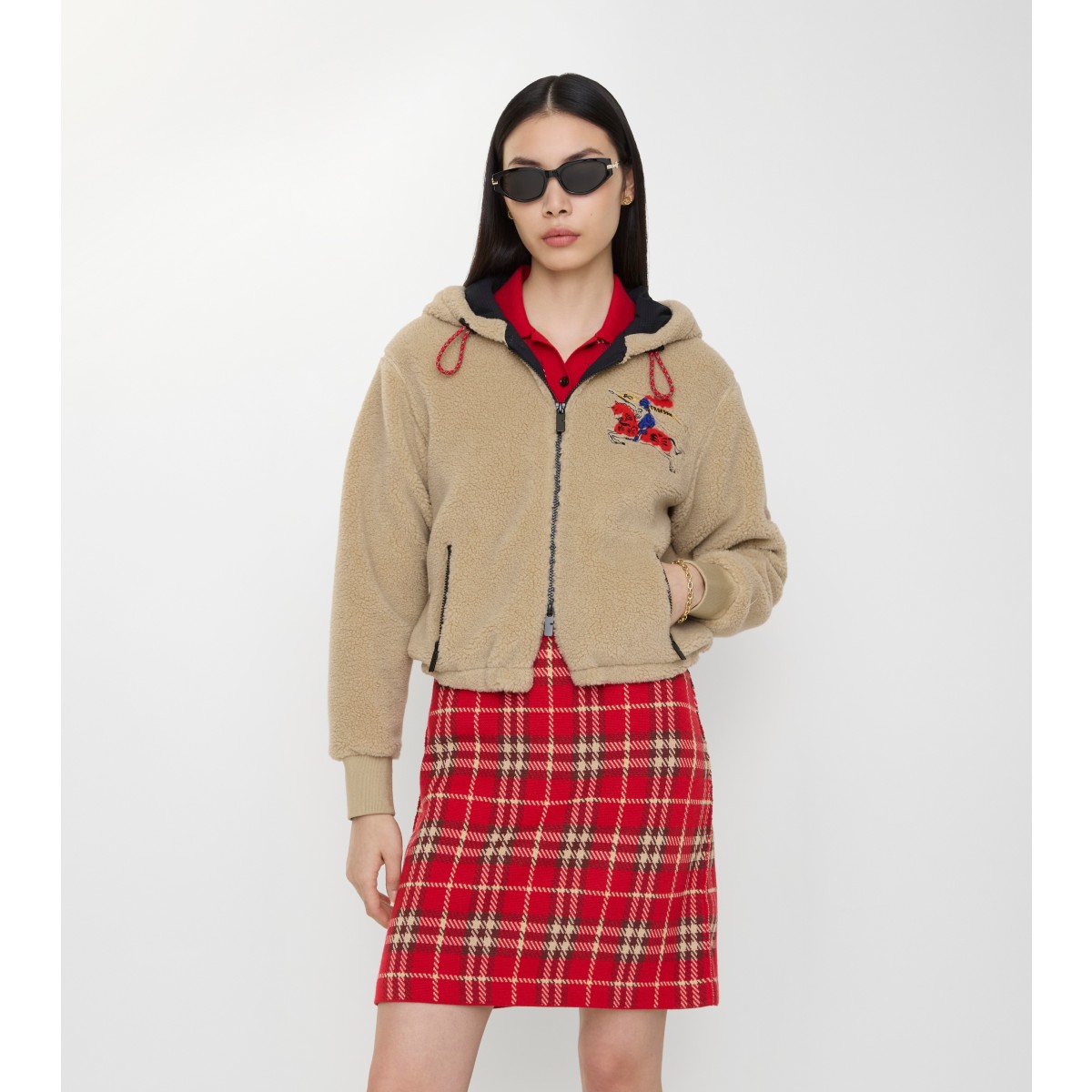  Embroidered Cropped EKD Wool Cashmere Blend Fleece