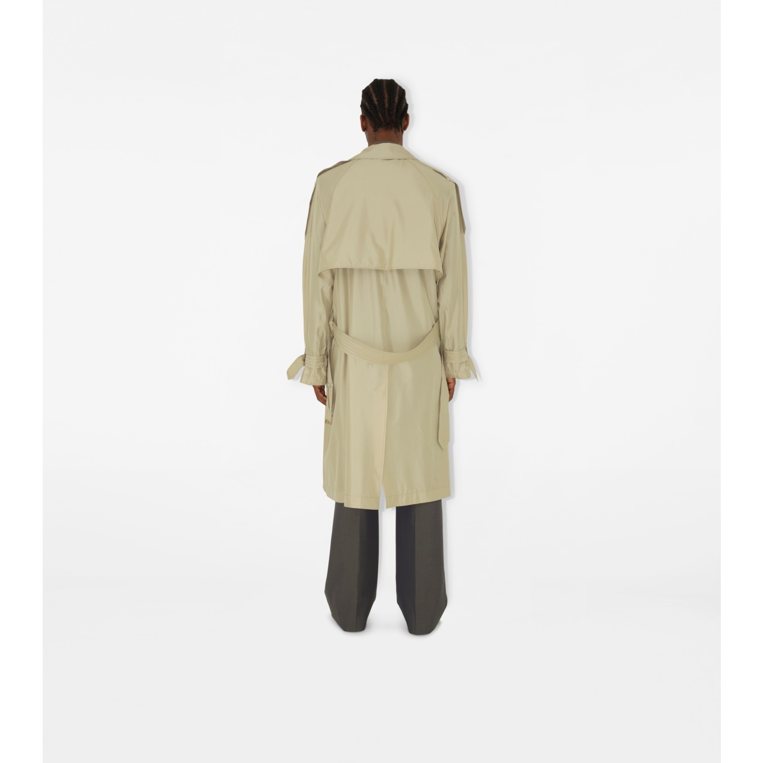 Long Silk Trench Coat in Beige - Men | Burberry® Official