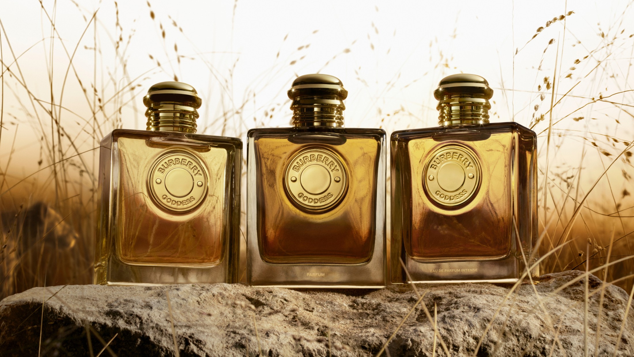Three Burberry Goddess Fragrance Bottles