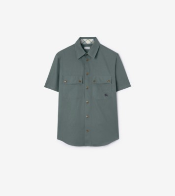 Burberry Golf 水通しのみ　メンズシャツ サイズ2 リラックスフィット トロピカルギャバジンシャツ (シーファーラー