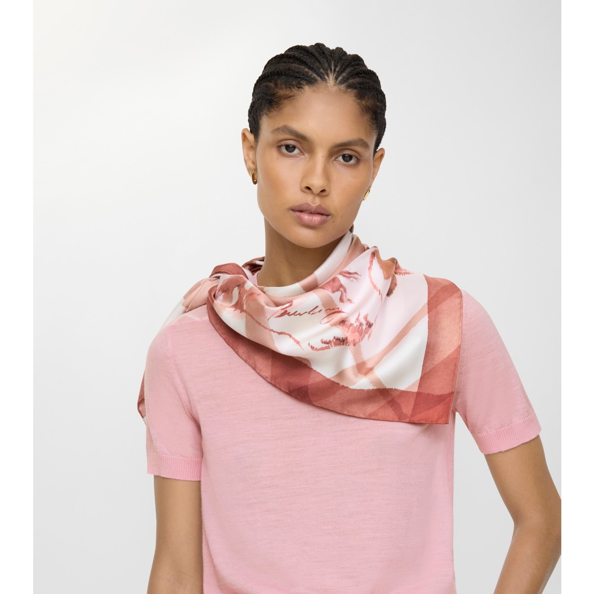  Check Watercolour Silk Scarf