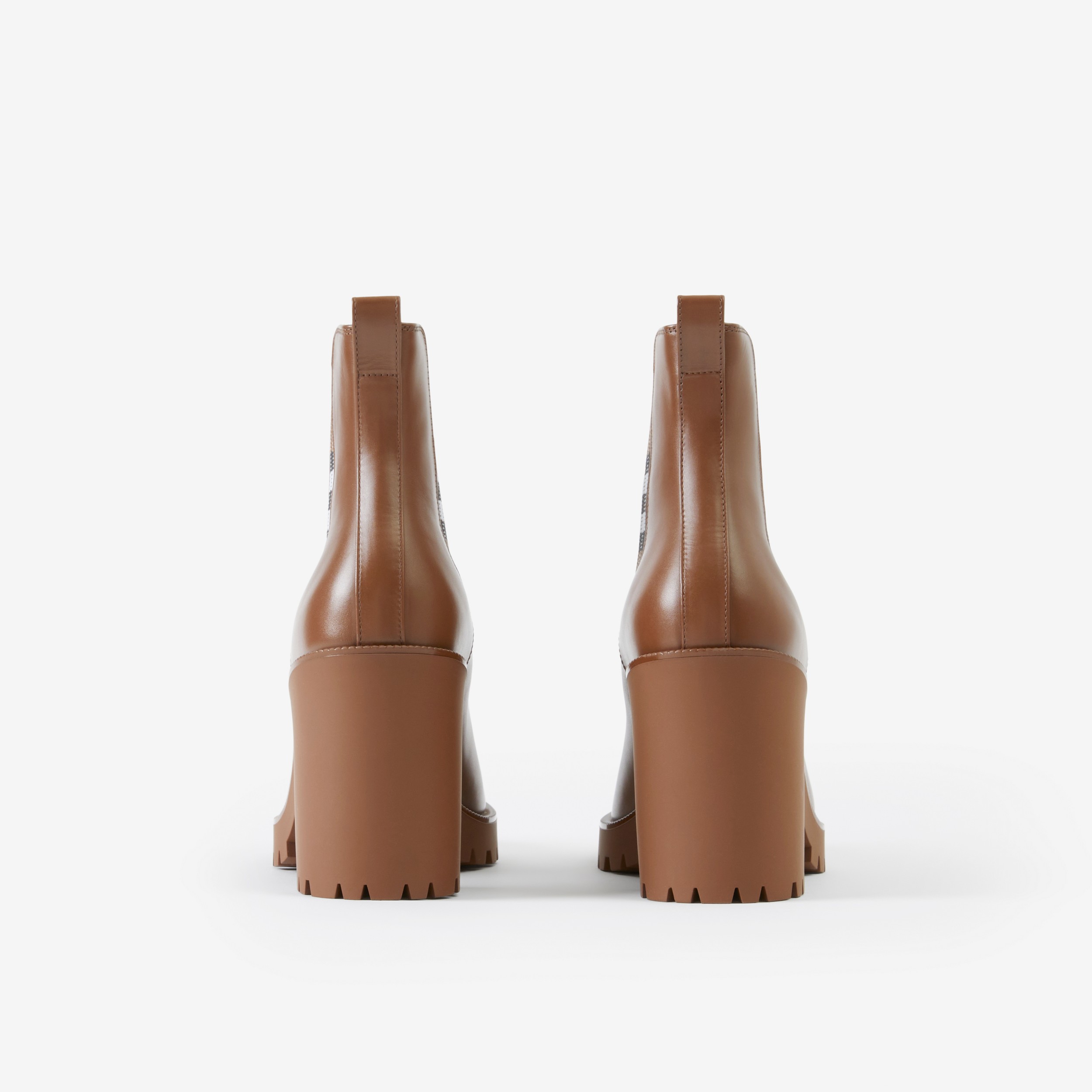 Ankle boots de couro com recorte xadrez (Marrom Bétula Escuro) - Mulheres | Burberry® oficial - 3