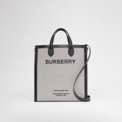 ホースフェリープリント キャンバス＆レザー トート (ブラック) - メンズ | Burberry®公式サイト