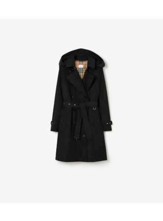 Mid-length Taffeta Kensington Trench Coat in Black - Women, Nylon