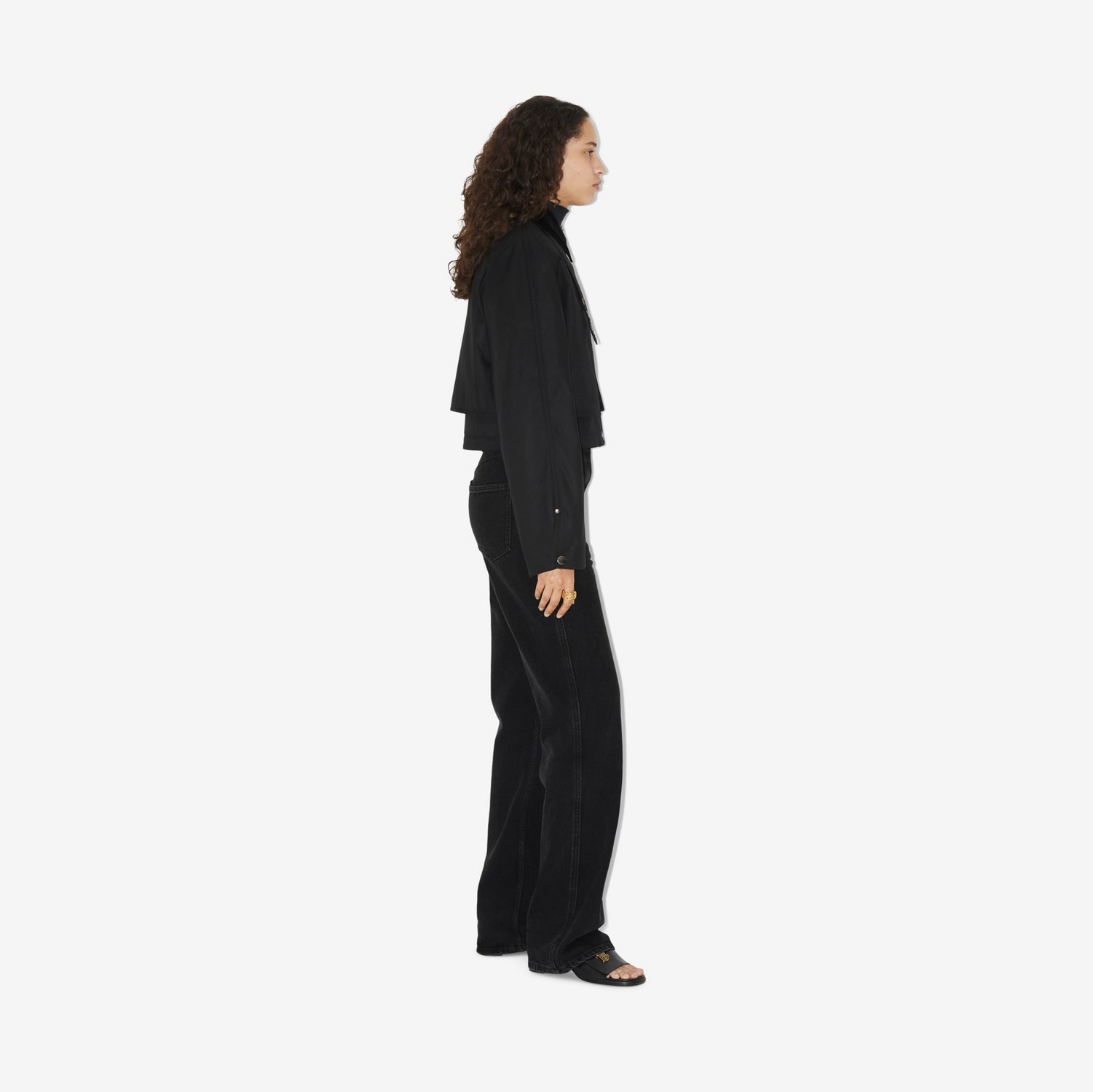 Veste courte en coton ciré (Noir) - Femme | Site officiel Burberry®