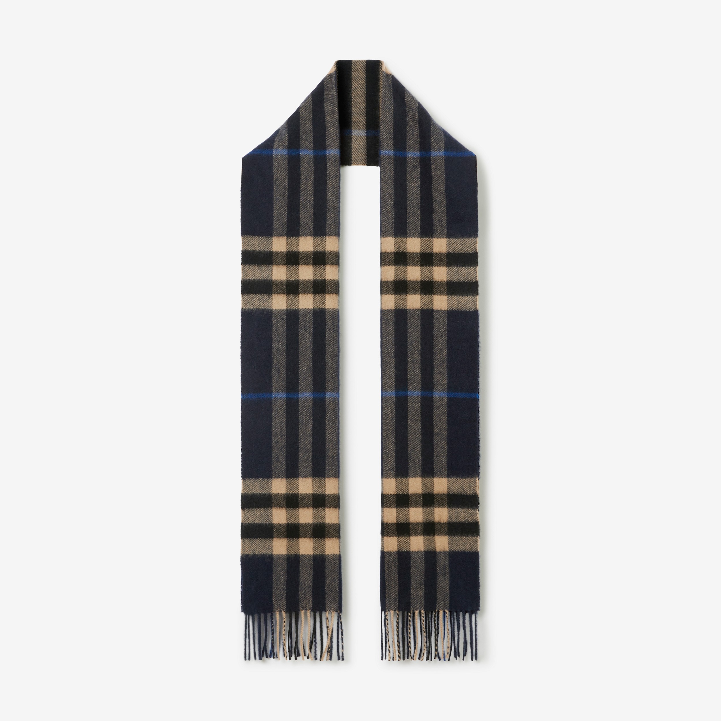 The Burberry Check Cashmere Scarf in Indigo/mid Camel | Burberry® Official - 1