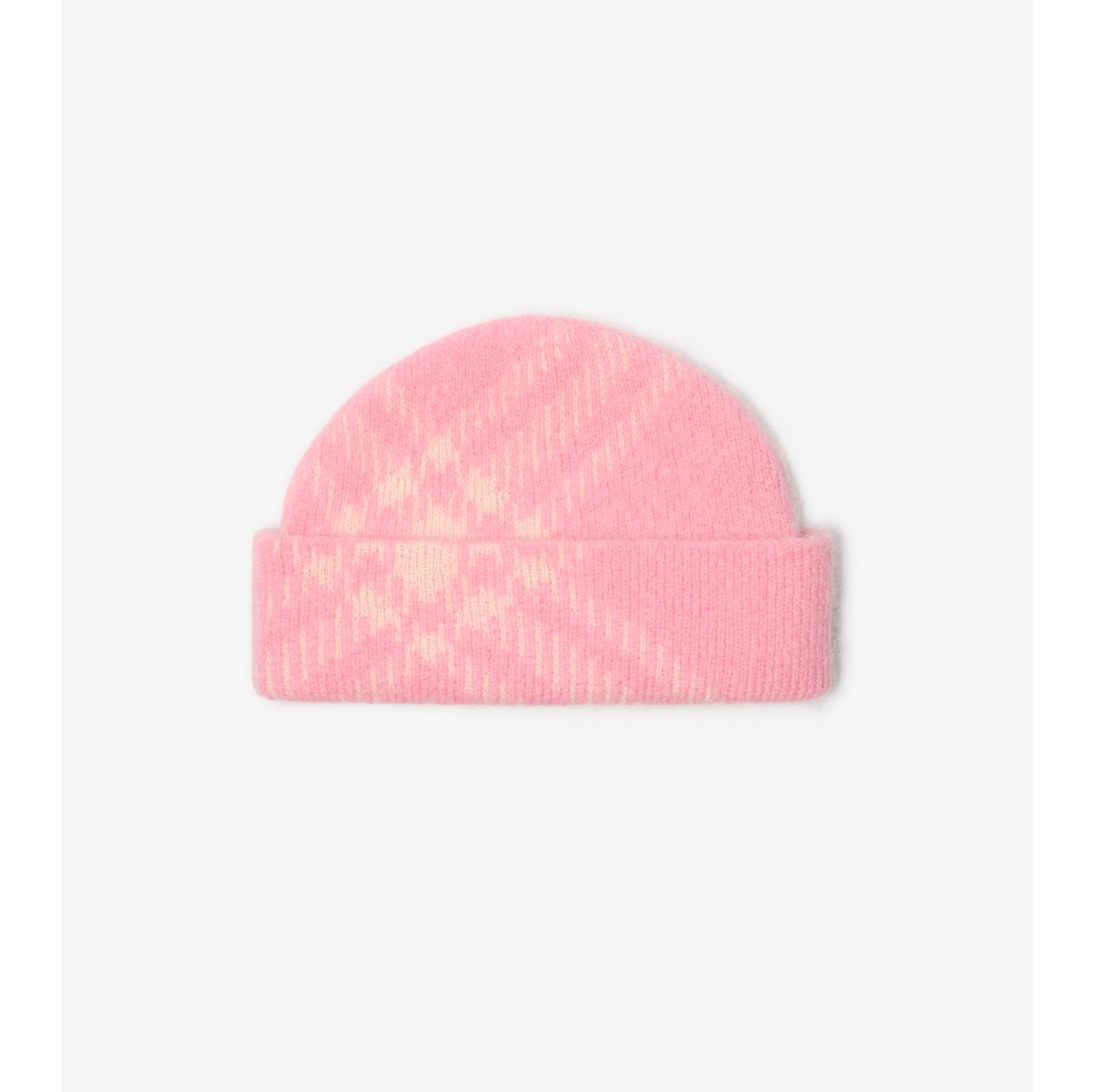 Check Mohair Wool Blend Beanie in Sugar pink - Men | Burberry® Official