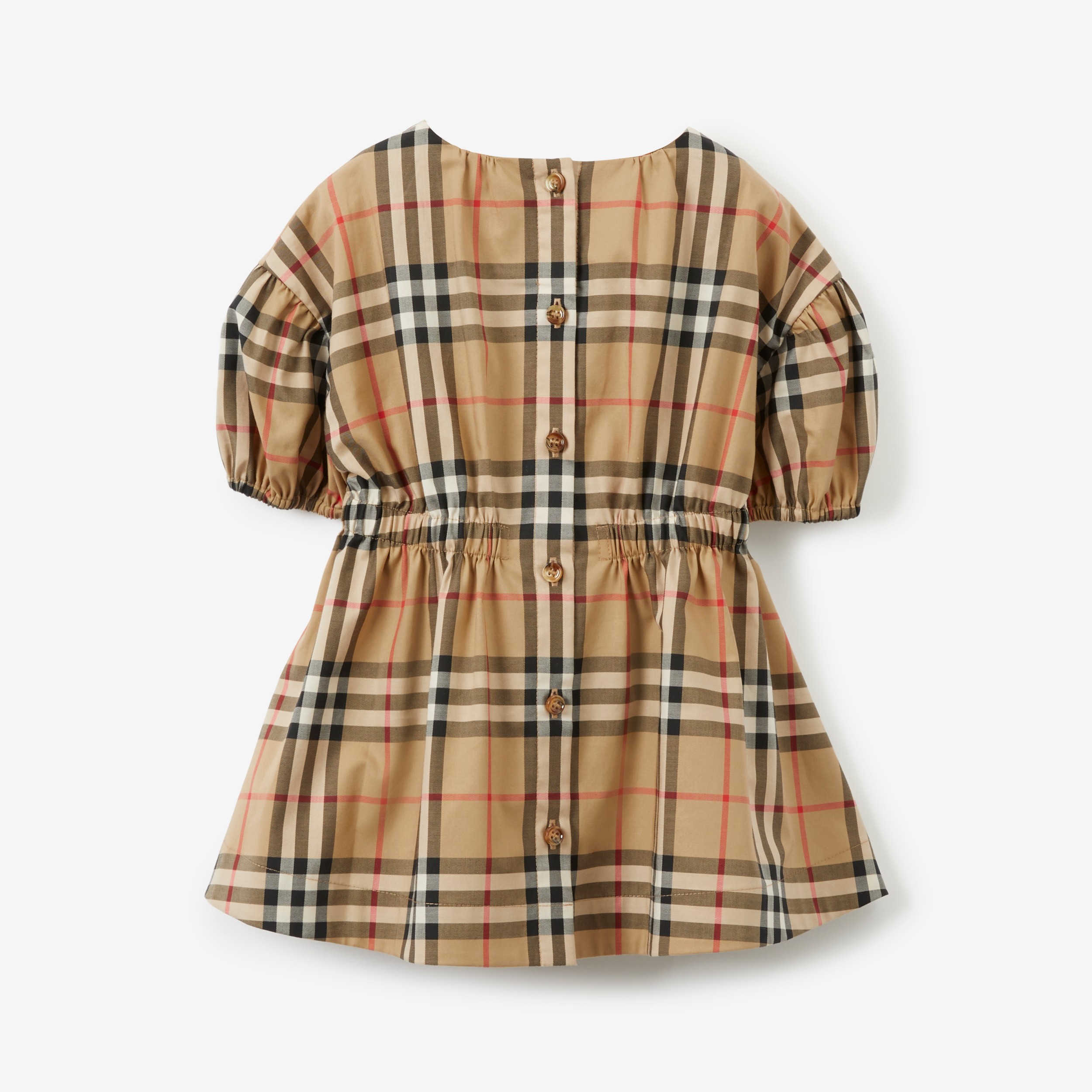 Check Stretch Cotton Dress in Archive Beige Children Burberry® Official