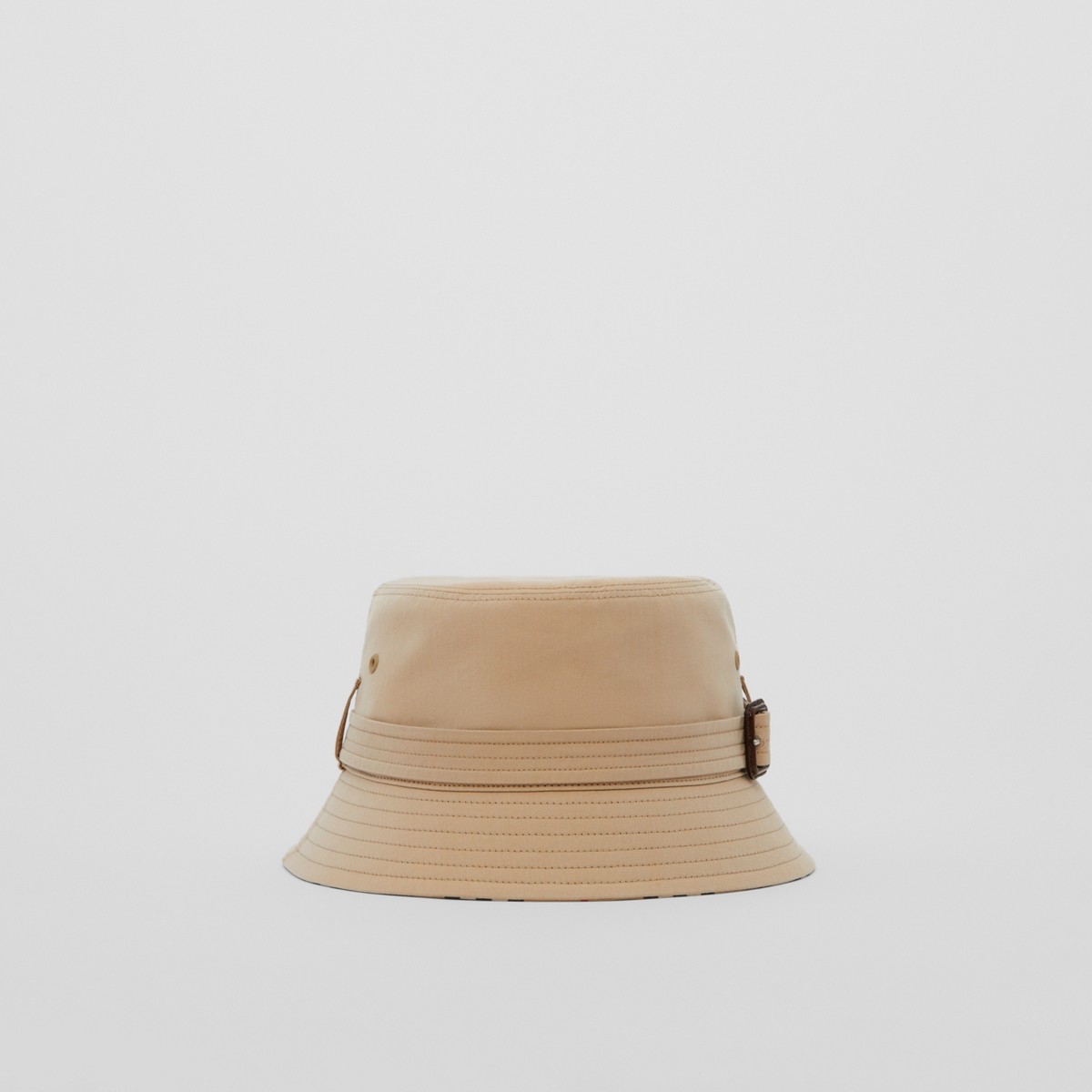 Shop Burberry Cotton Gabardine Belted Bucket Hat In Honey Beige