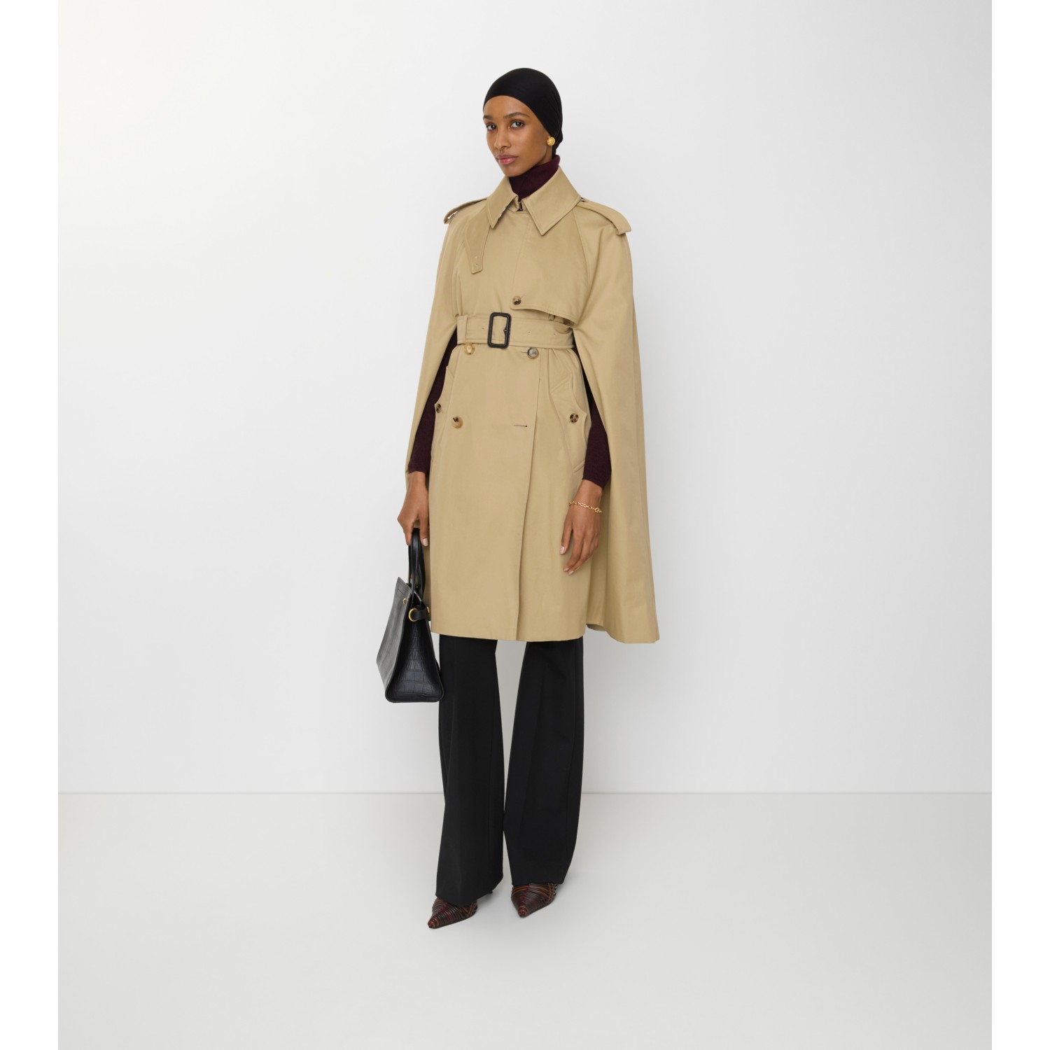 Gabardine Belmont Trench Cape - thumbnail 2
