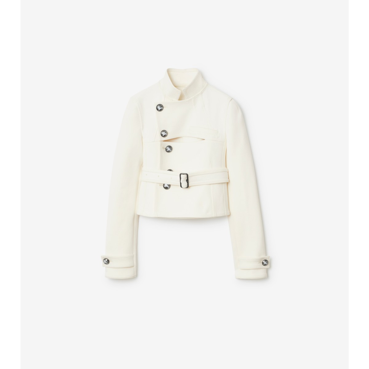 Burberry Stretch Cotton Blend Tailored Jacket In Off White