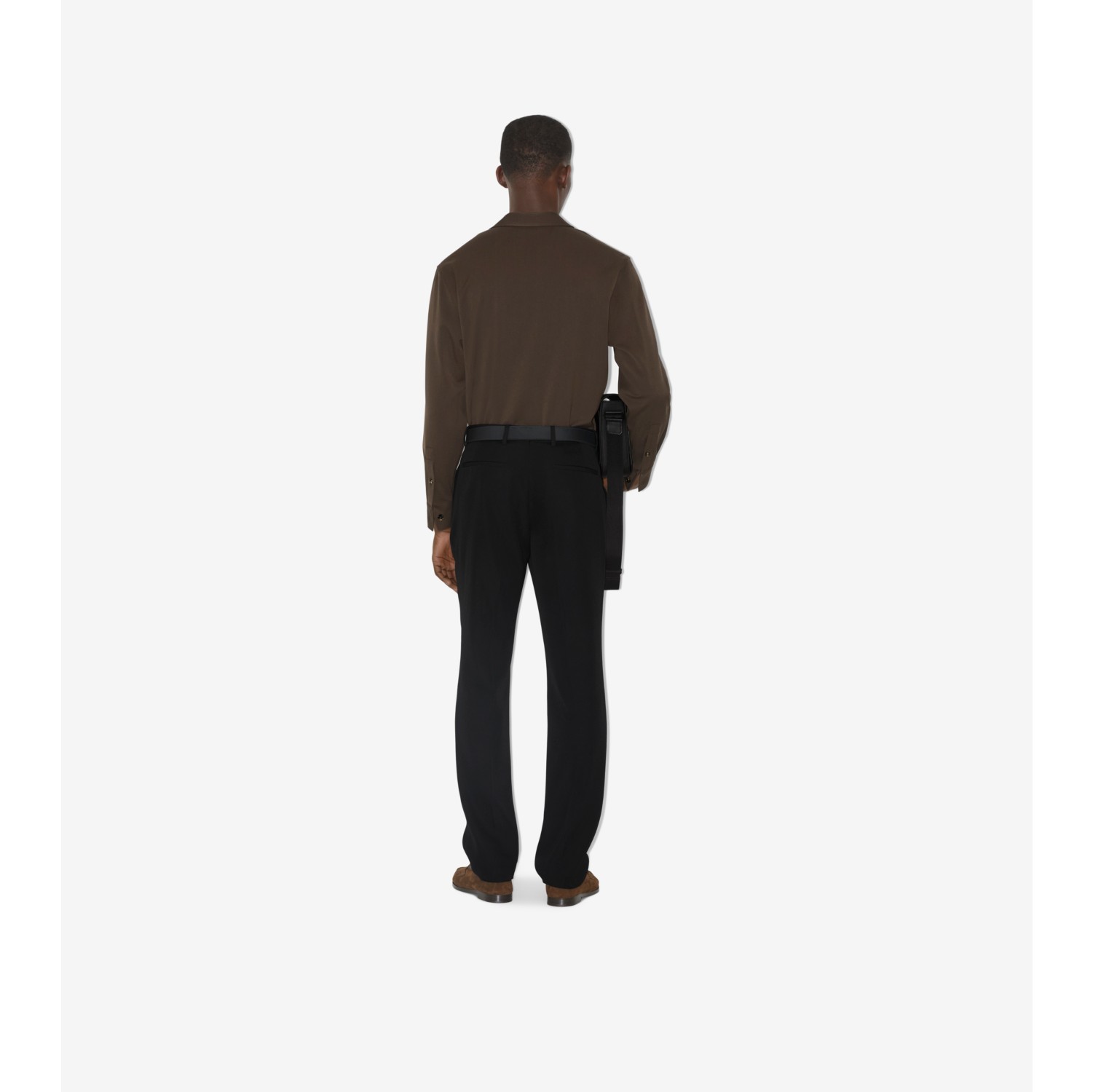 Wool Shirt in Dark Umber - Men | Burberry® Official