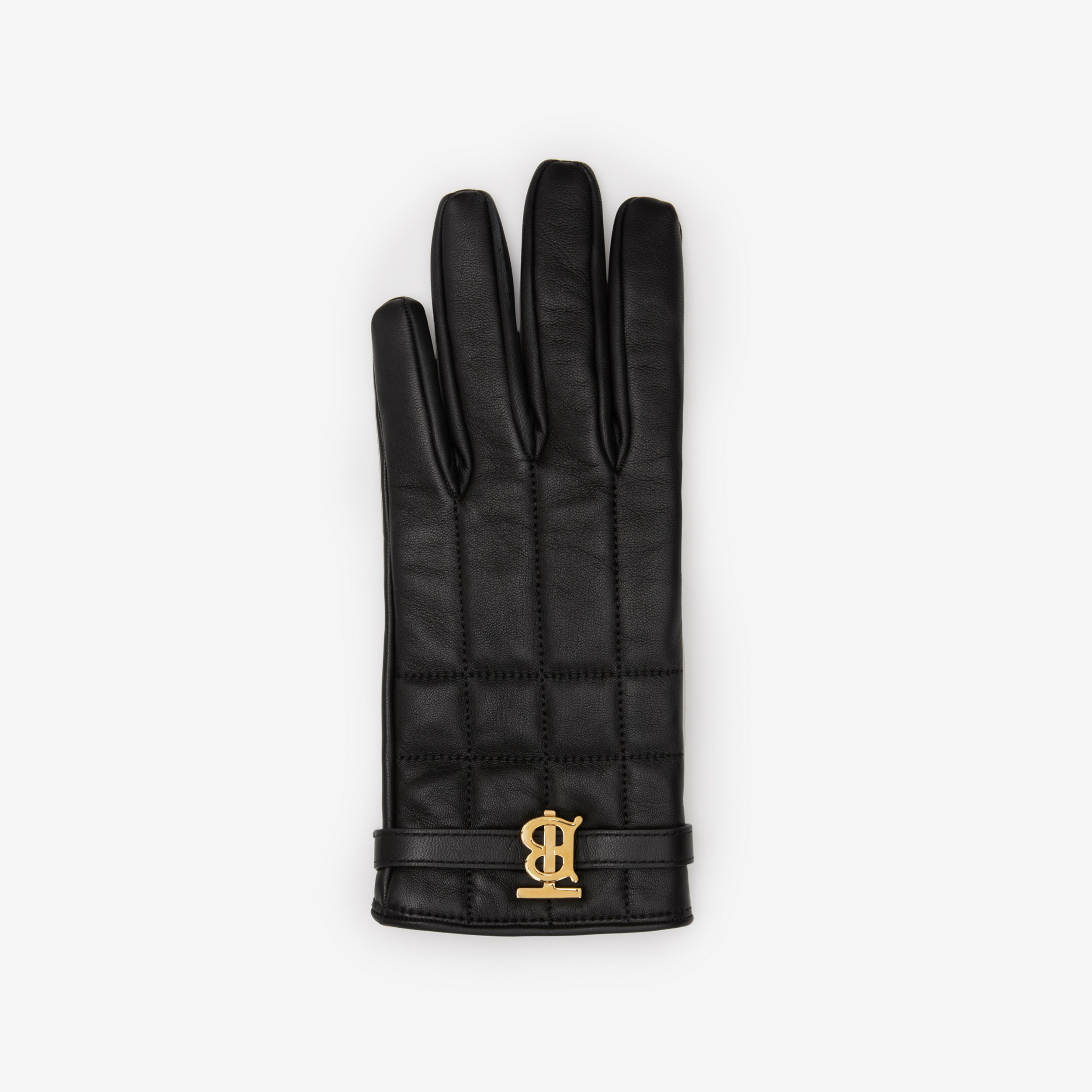 Silk-lined Monogram Motif Quilted Leather Gloves in Black | Burberry® Official - 2
