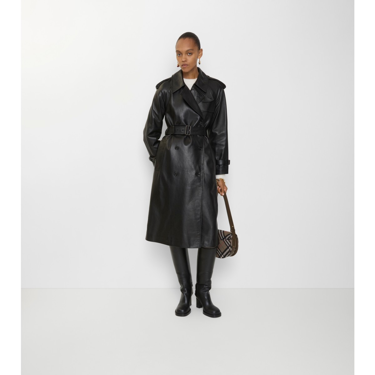  Long Leather Castleford Trench Coat