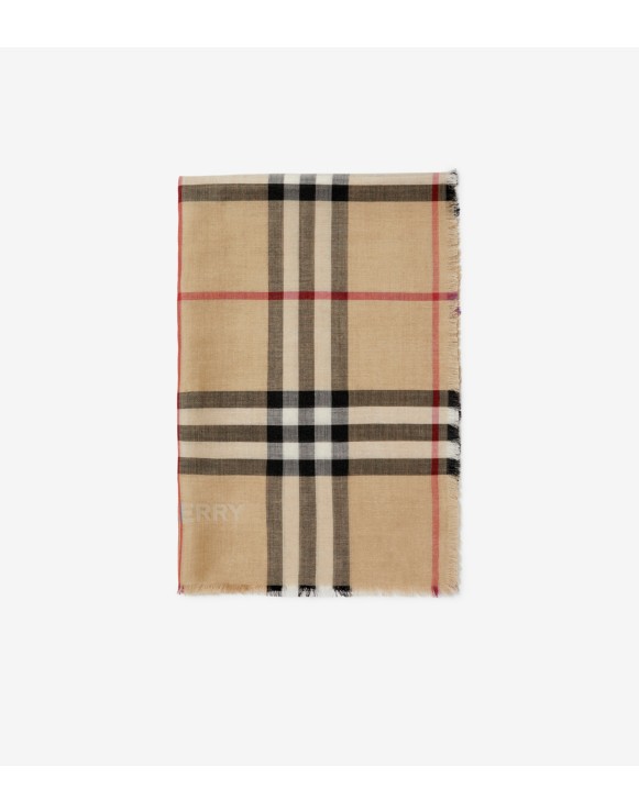 Reversible Check Wool Silk Scarf