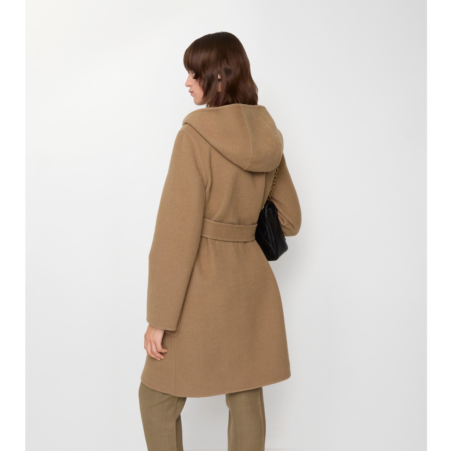 Reversible Wool Hooded Wrap Coat