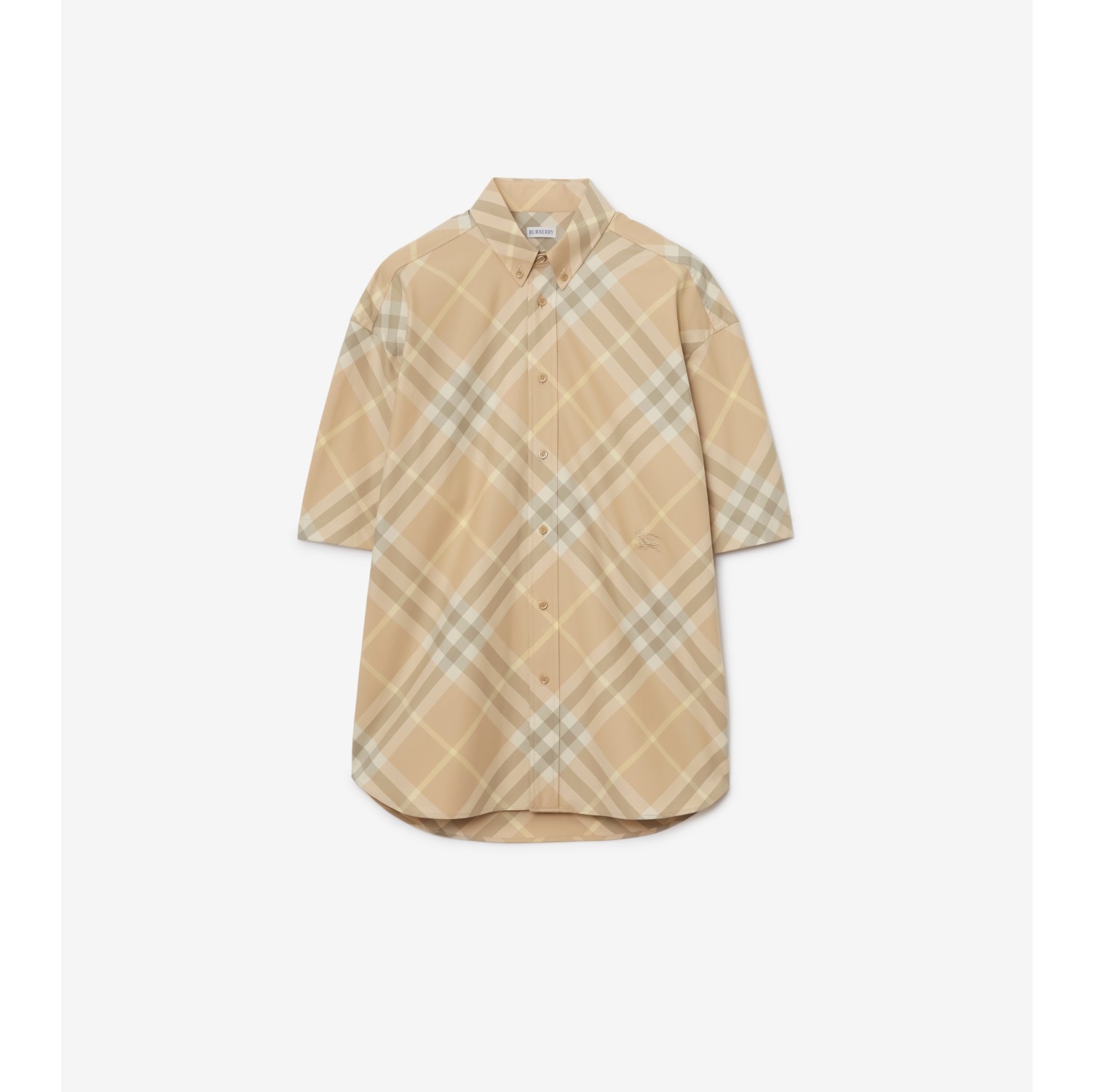 Check Cotton Shirt in Flax Men Burberry Official