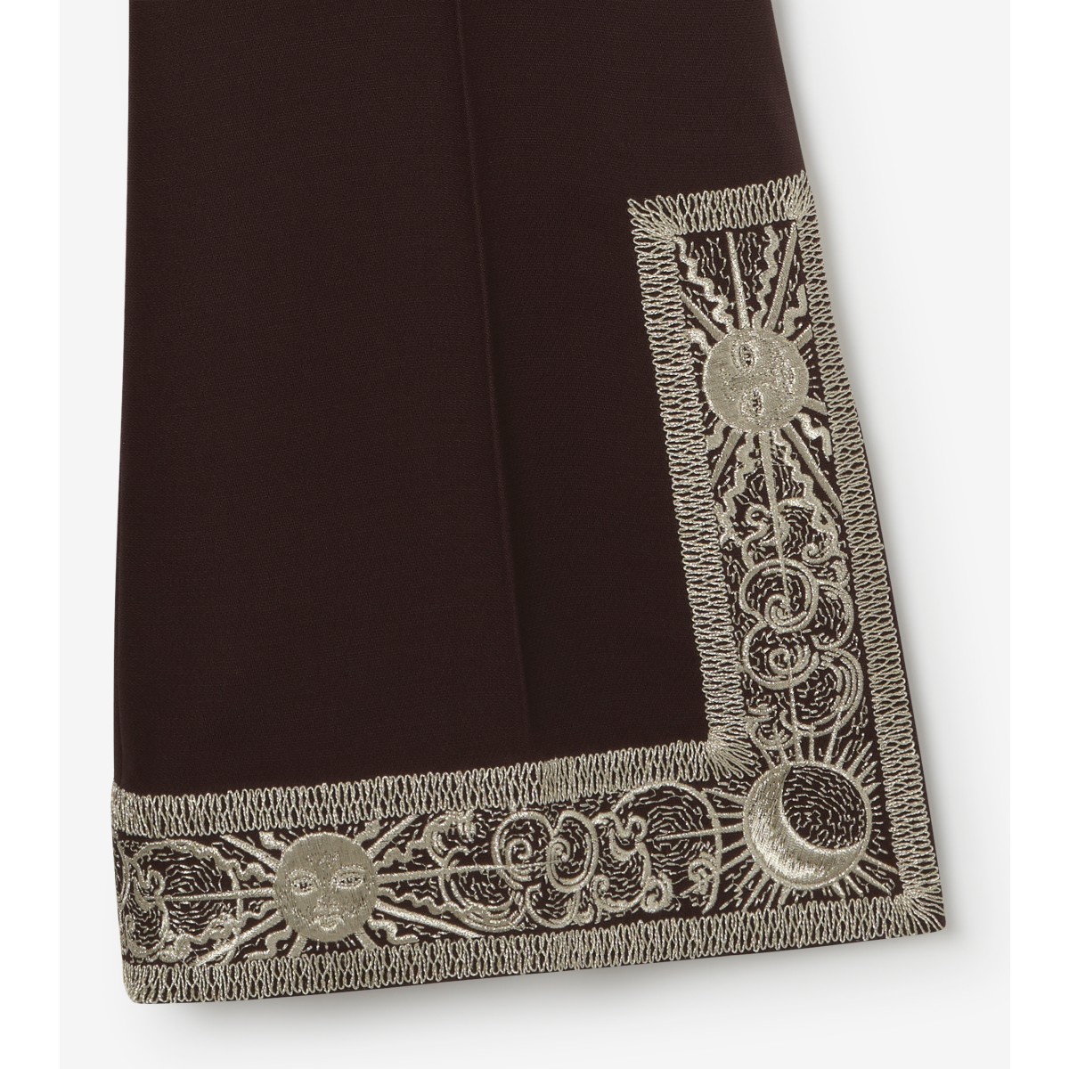  Embroidered Cropped Wool Silk Flared Trousers
